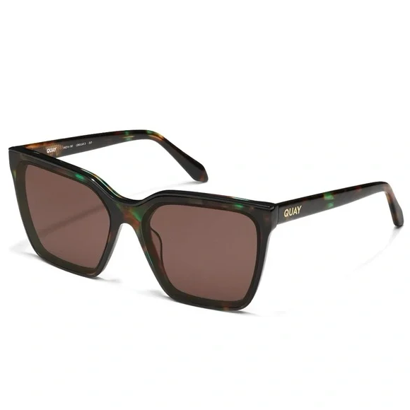 QUAY Level Up Sunglasses Dappled Green Tortoise Frame Brown Lens Oversized NWT QUAY Level Up Sunglasses Dappled Green Tortoise Frame Brown  main image 2